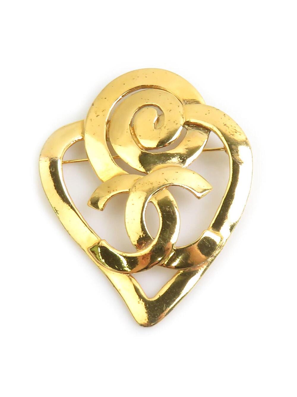 Chanel Cc Logo Brooch Gold-Tone Metal #343210C78B